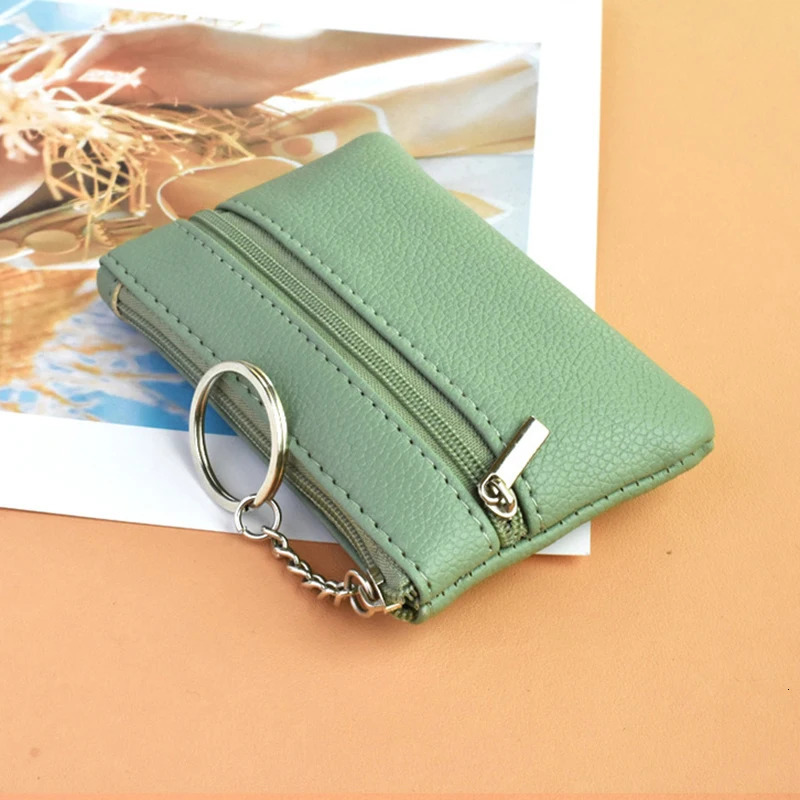2023 Mini Multicolor PU Leather Small Coin Purse Light Top Layer Cowhide Zipper Key Case Solid Color Loose Money Bag INS 241029