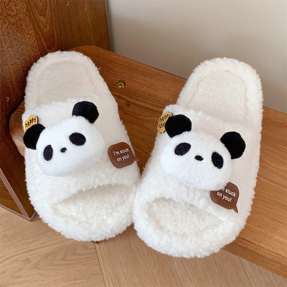 Cartoon Panda Slippers Cute slippers for women girls Fashion Kawaii Fluffy warm winter women cartoon panda shoes