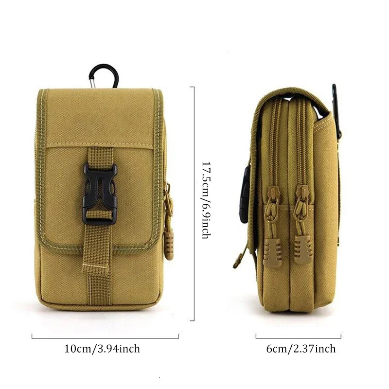 EDC Molle Purse Double Layer Outdoor Waterproof Military Fanny Pack Men Phone Pouch Camping Hunting Tactical Waist Bag
