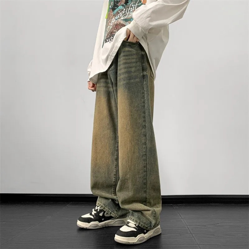 Jeans men Wide Leg Male Loose Straight Denim Pants 2024 Autumn Harajuku Vintage Blue Jean Trouser Streetwear Clothes 241024