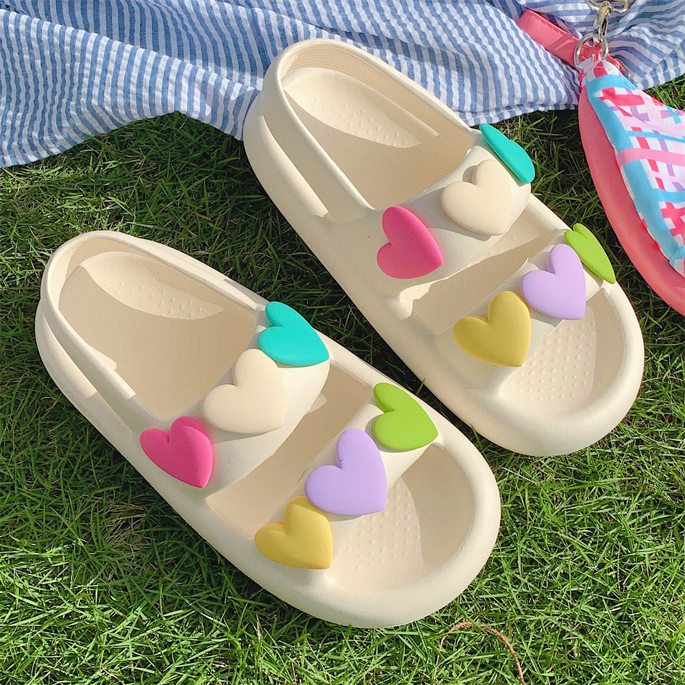 2024 New Slipper Ladies Summer Shoes Color Love Double slippers Indoor Street Sandals Girls Beach shower slide