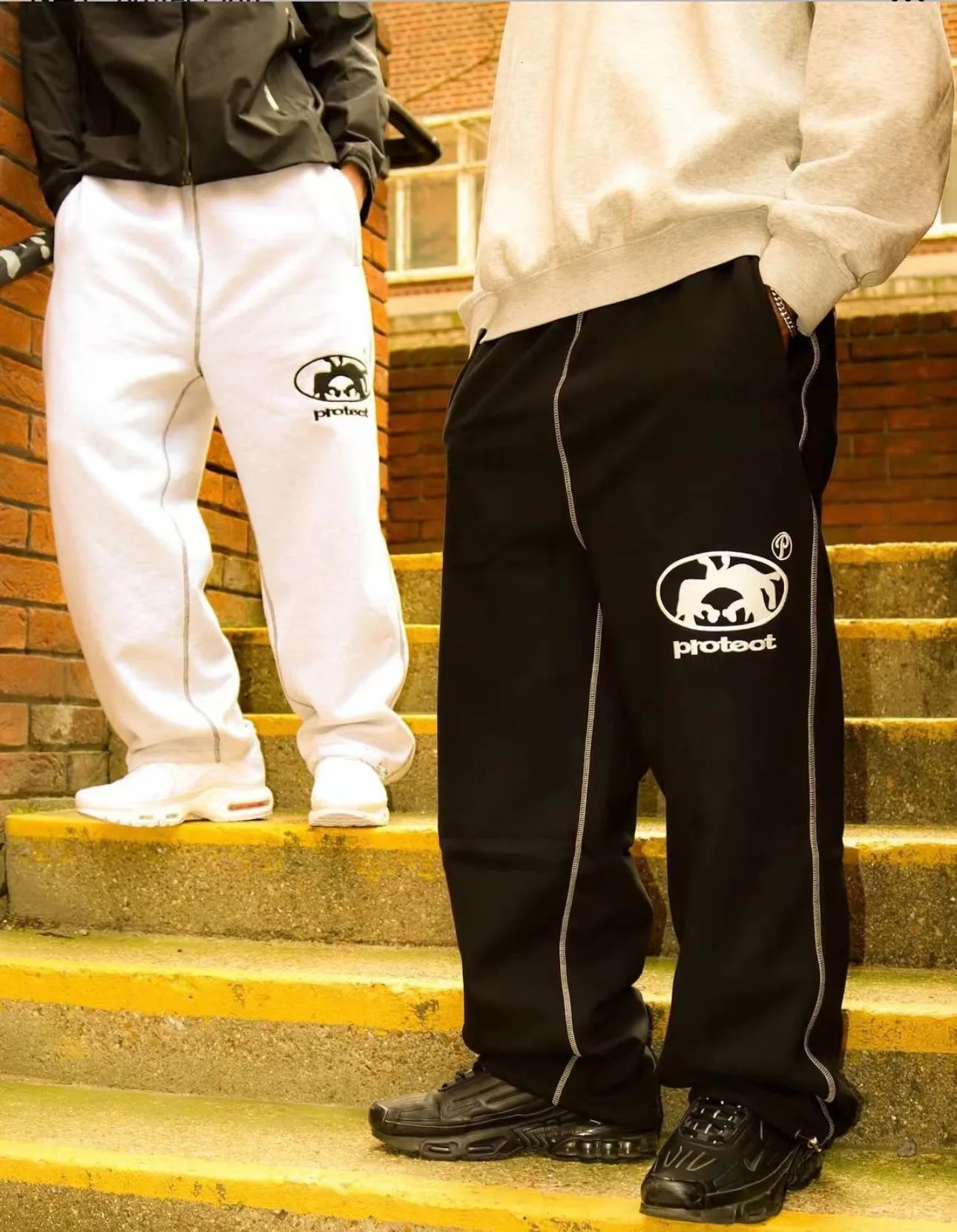 Protect Brudda Sweats Grey N Black Men And Women Long Pant Y2k Uk Drill Casual Cargo Streetwear Joggers Pants 241031 - view 7
