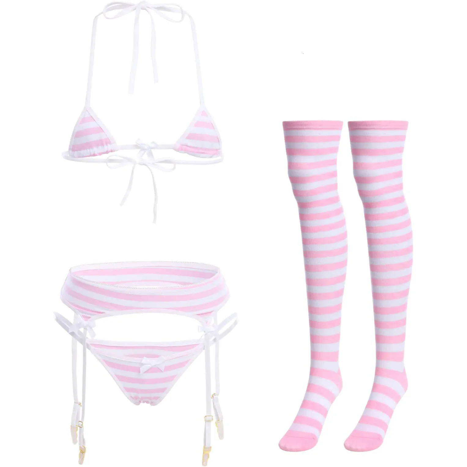 Cute Sexy Anime Lingerie Bra and Panty Set Lolita Cosplay Micro Underwear Suit Kawaii for Women 241031
