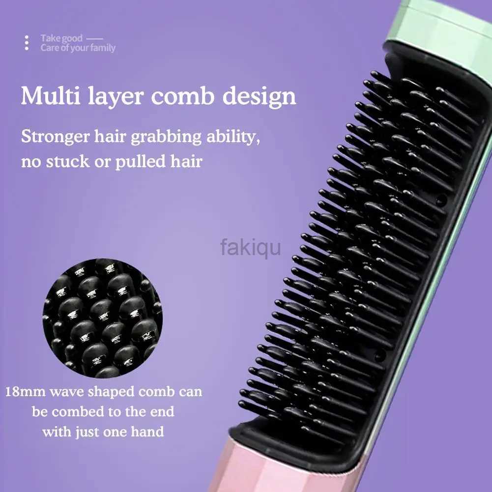 Hair Dryers Professional Wireless Electric Hair Brush Straightening Dryer Hair Fast Heating Curling Brush Charge Usb Comb Tools St M4o5 240401