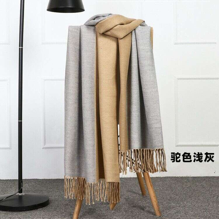 Double sided for women in autumn winter, thickened warm men's shawl, 2024 new wool and cashmere scarf