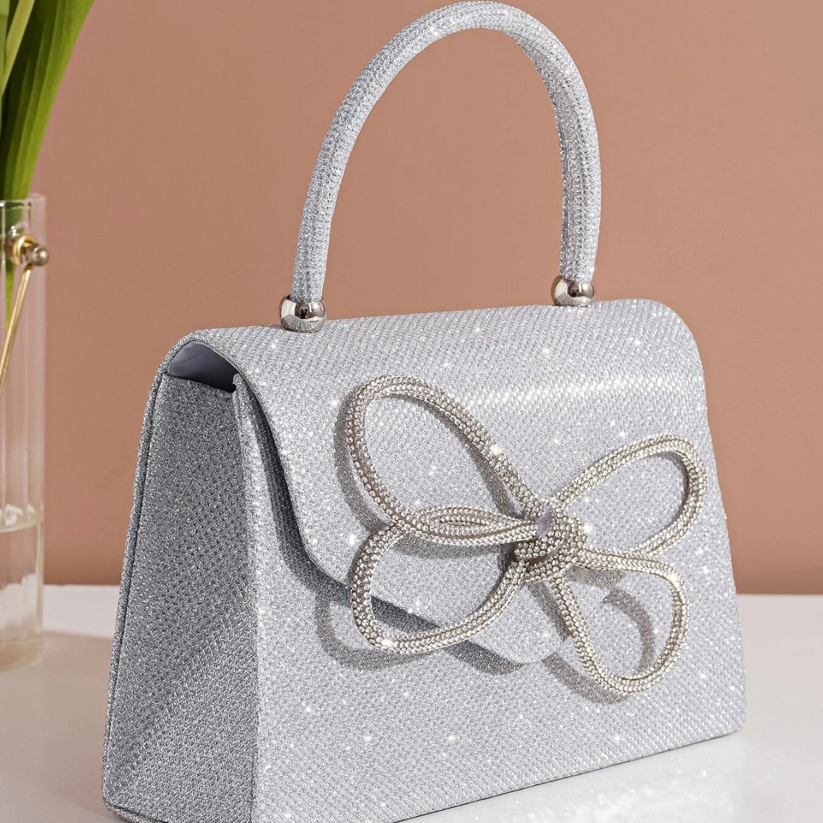 Women's new bow tie handbag, party new banquet bag, niche design, high-end texture