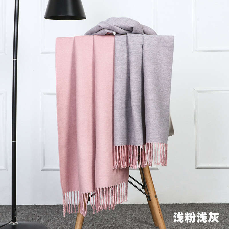 Double sided for women in autumn winter, thickened warm men's shawl, 2024 new wool and cashmere scarf