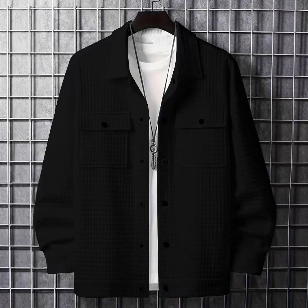 Men's casual jacquard plaid loose designer coat shirt in spring and autumn
