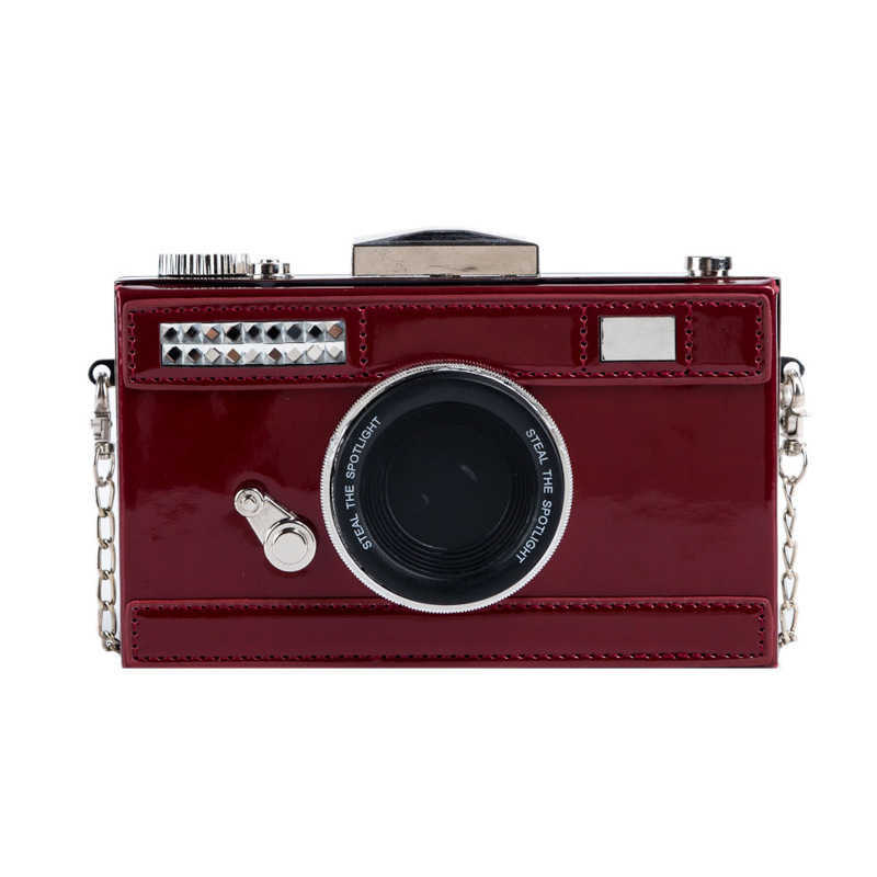 CMM Camera Bag New Korean Version Fashion Personality Patent Leather Shiny Surface Single Shoulder Crossbody Box Bag for Women