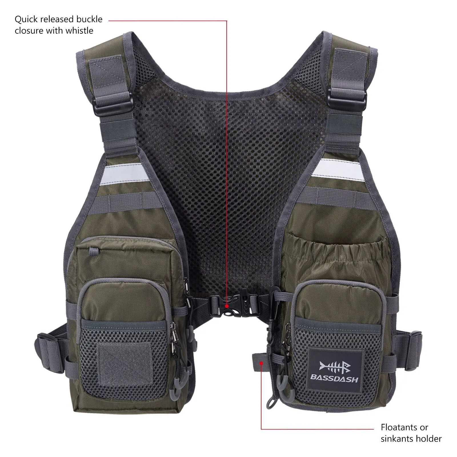 Bassdash FV08 Ultra Lightweight Fly Fishing Vest for Men and Women Portable Chest Pack One Size Fits Most 241031