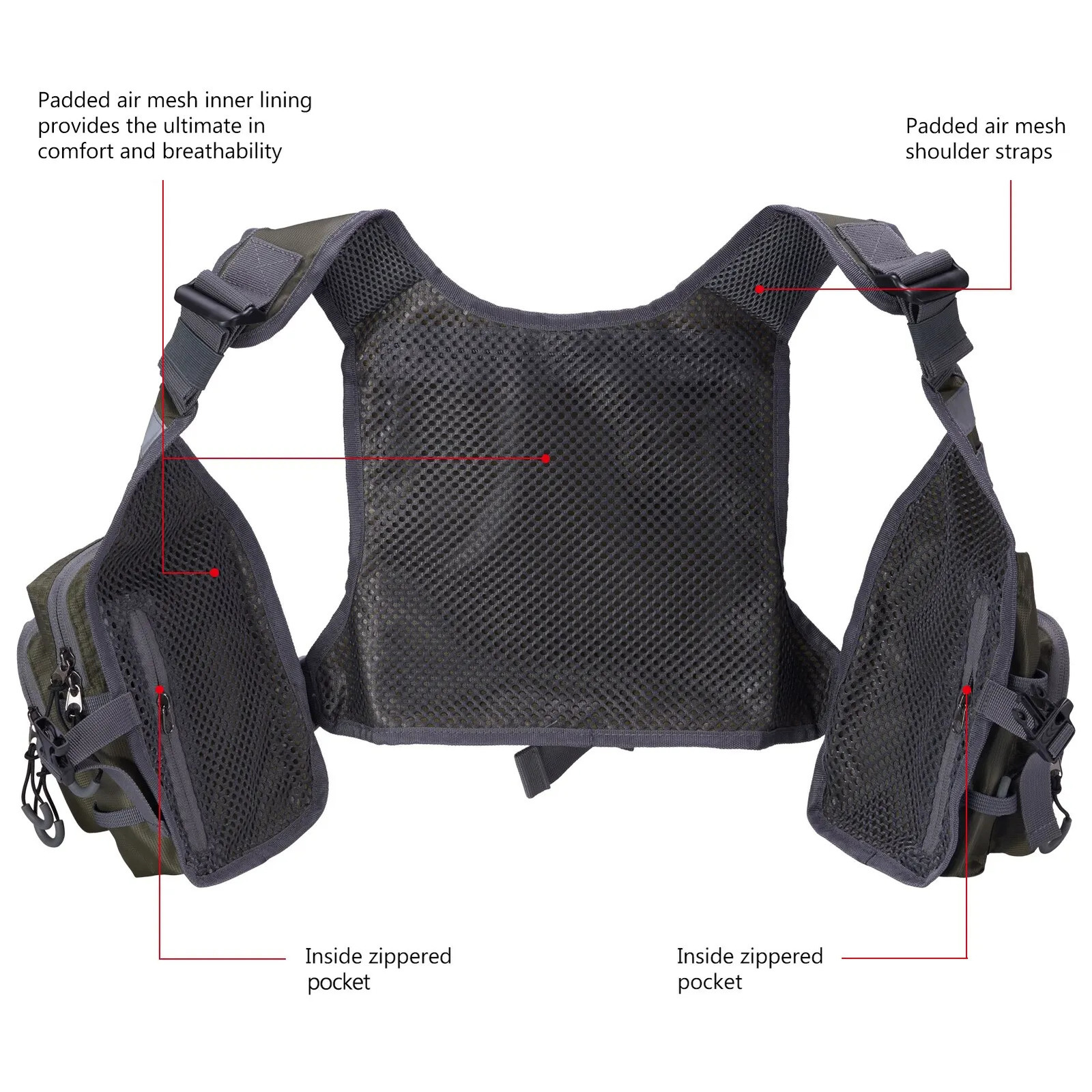 Bassdash FV08 Ultra Lightweight Fly Fishing Vest for Men and Women Portable Chest Pack One Size Fits Most 241031