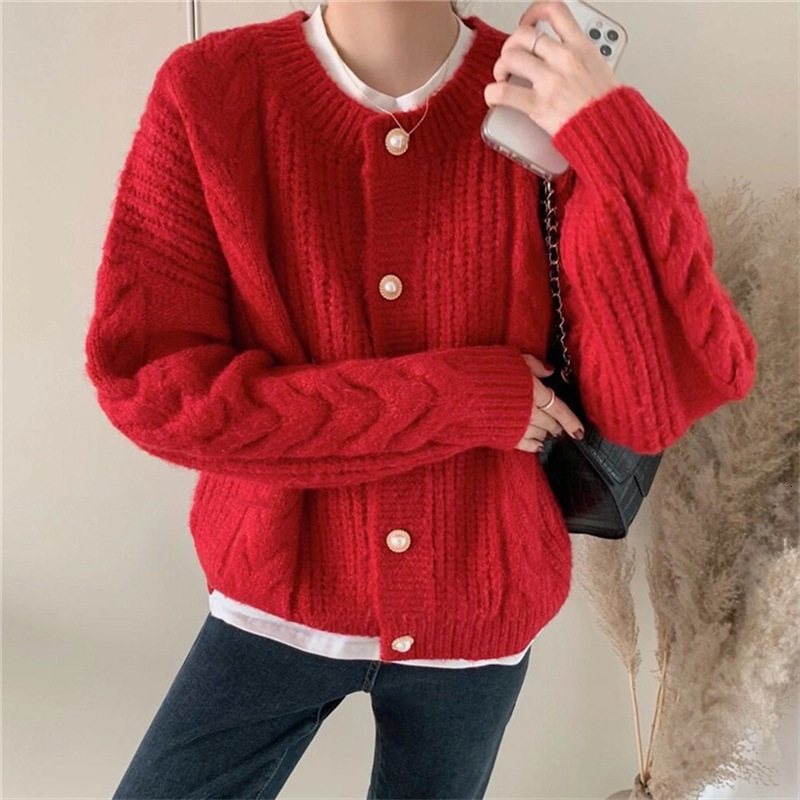 Gentle Style Sweater Jacket For Women Loose Outer Wear Autumn And Winter New Collection Lazy Knit Cardigan Women S Top F1101#42