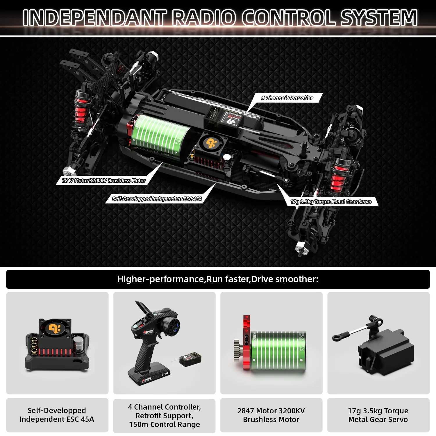 Rlaarlo AM-X12 RTR high-speed brushless 4WD RC car 1 12 carbon fiber remote control car toy drifting car gift car adult toy X241101