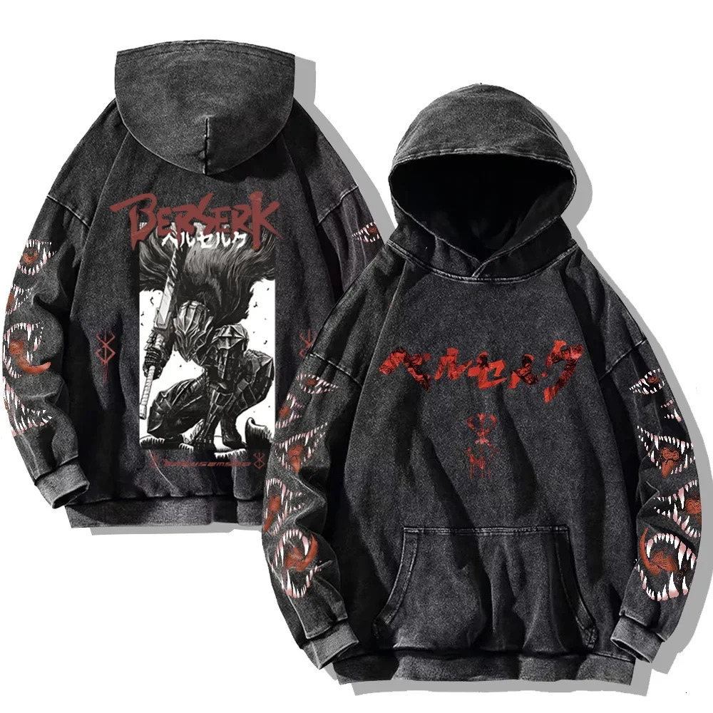 Gothic Vintage Washed Hoodies Teeth Funny Printed Sweatshirts Harajuku Retro Long Sleeve Pullover Men Women Y2k Oversized Hoodie 241031