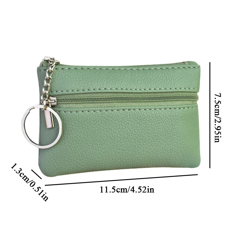 2023 Mini Multicolor PU Leather Small Coin Purse Light Top Layer Cowhide Zipper Key Case Solid Color Loose Money Bag INS 241029