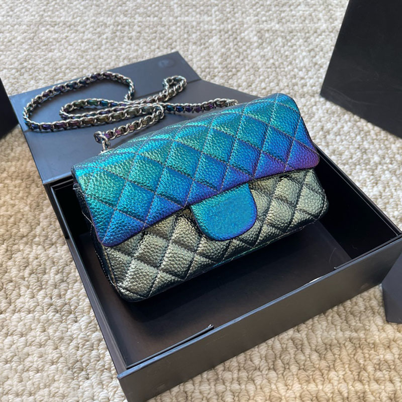 Gradient Colorful Classic Shoulder Bag Women Designer Quilted Flap Bags Pleated Leather 20x12cm Silver Hardware Matelasse Chain Cross Body Handbag Luxury Purse