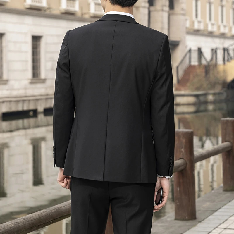 Highquality Professional Business Suit suit Trousers Mens Fashion Wedding Handsome Solid Color Casual Twopiece Set 241031