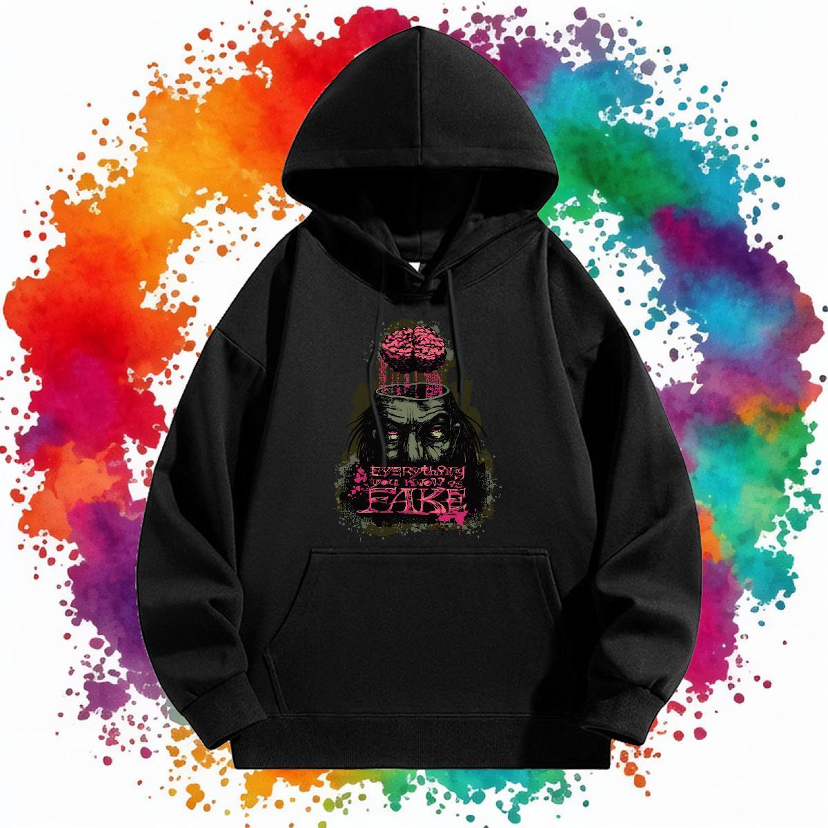 Classic Hoodie Men Breathable Long Sleeve TOP Quality Hoodie Pullover Floral Print Clothings Outdoor Cotton 350g