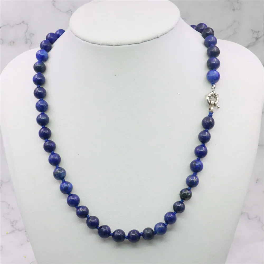 Jewelry set 8mm Egyptian lapis lazuli round bead necklace earrings natural stone Christmas gift BV110 wholesale price 241031