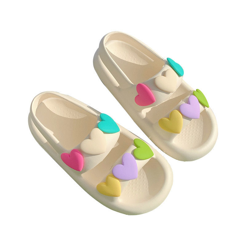 2024 New Slipper Ladies Summer Shoes Color Love Double slippers Indoor Street Sandals Girls Beach shower slide