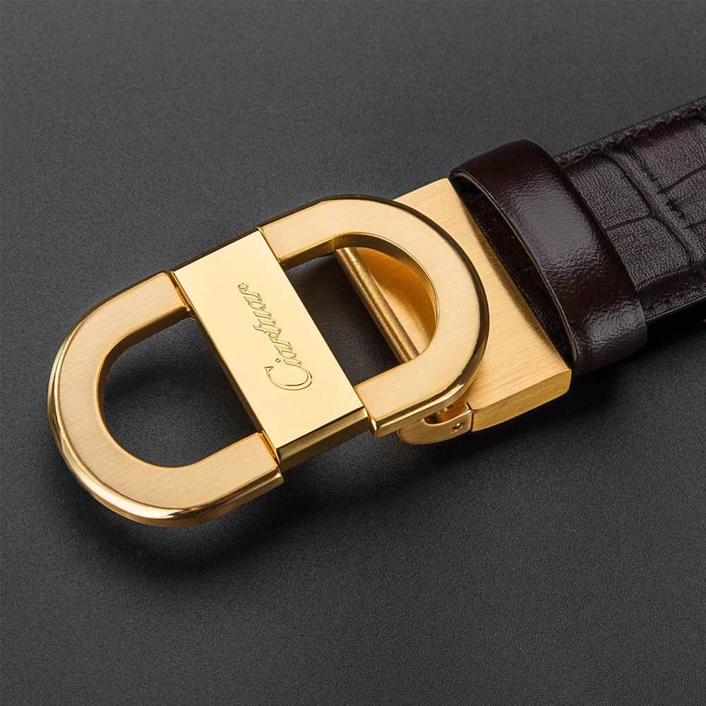 Belts Ciartuar leather mens designerherhjn gold wedding metal casual black belt Q240401