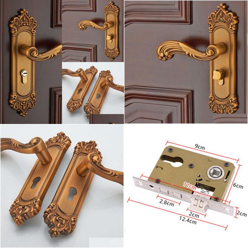 Other & New Vintage Mute Room Aluminum Alloy Interior Door Handle European Style Antitheft Gate Lock Furniture Hardware Drop Delivery Otpuk