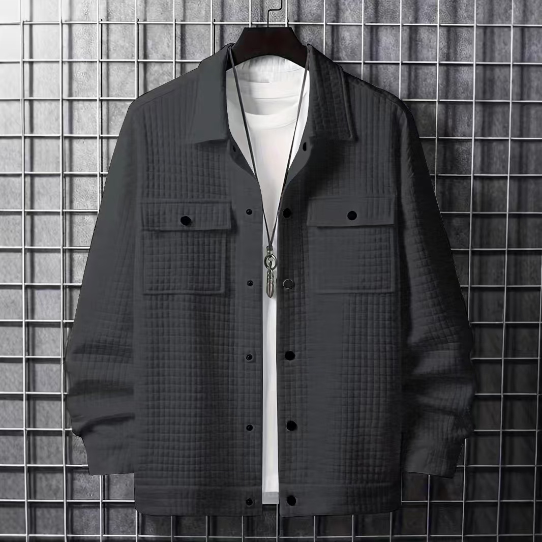 Men's casual jacquard plaid loose designer coat shirt in spring and autumn