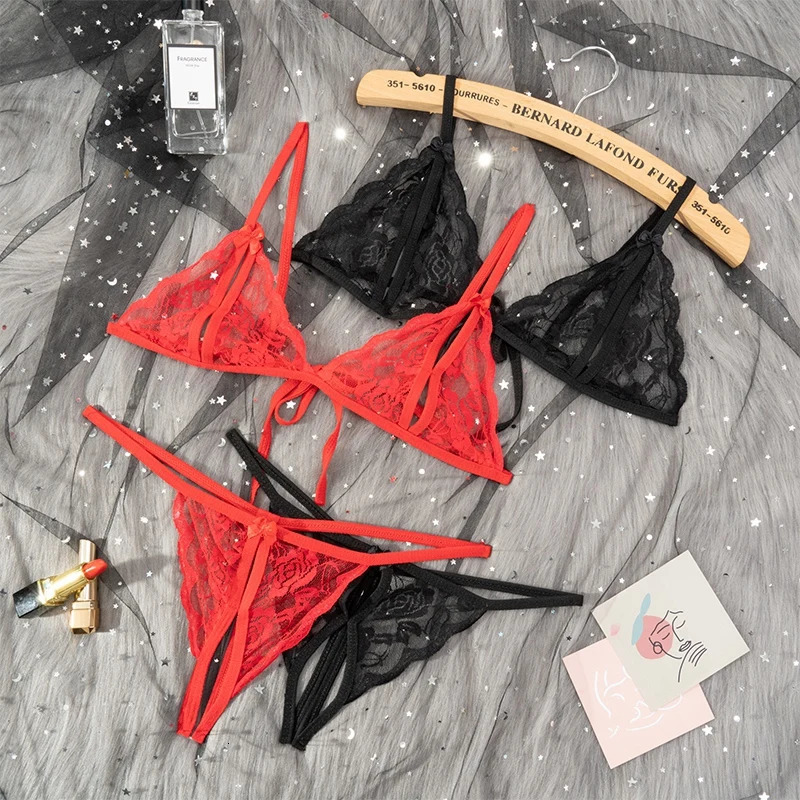 Babydoll Costumes Women Open Bra Crotch Lace Sexy Transparent Underwear Sexy Lingerie Set 241031
