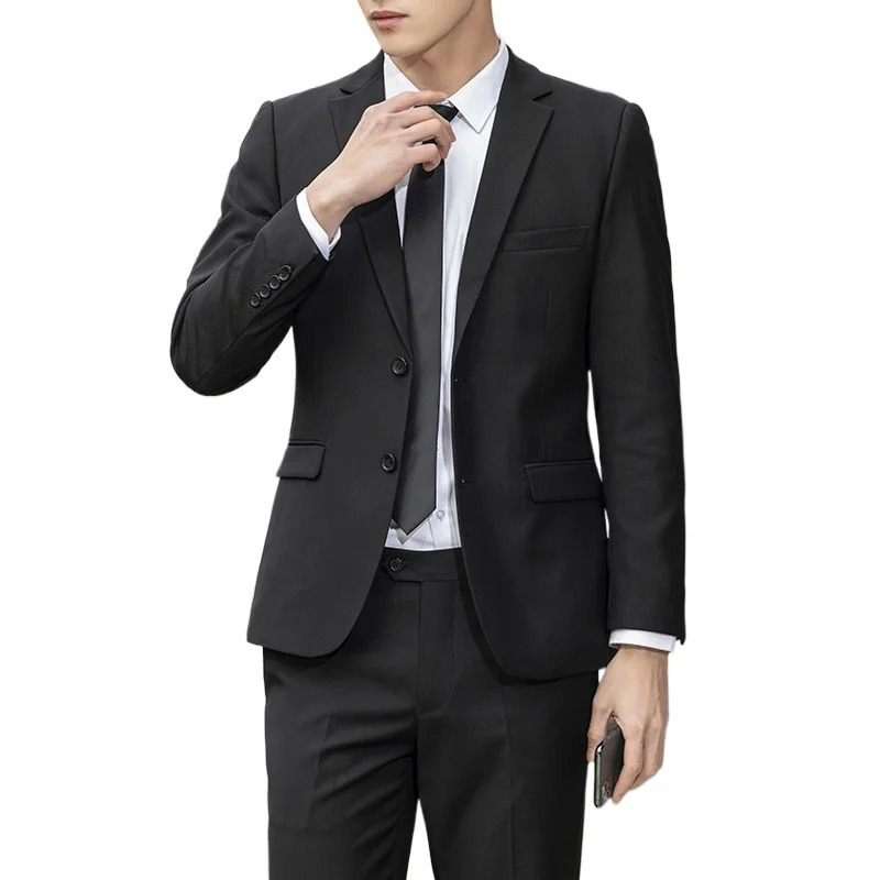 Highquality Professional Business Suit suit Trousers Mens Fashion Wedding Handsome Solid Color Casual Twopiece Set 241031
