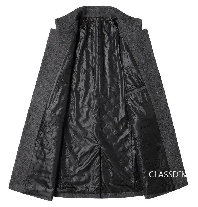 Men Long Trench Coats Cashmere Wool Blends Winter Jackets Male Warm Long Coats Male Business Casual Trench Coats Size 4XL 241024