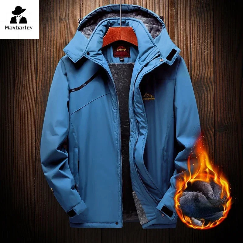 Mens Winter Jacket Fleece Thick Warm Hooded Parka Male Waterproof Big Size Padded Coat Snow Camping Outerwear Plus 7XL 8XL 241029