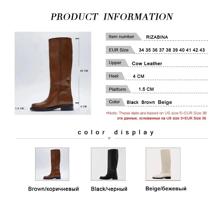 RIZABINA Size 34-43 Women Knee Boots Real Leather Platform Winter Shoes For Woman Warm Fur Long Boots Office Lady Footwear 241031