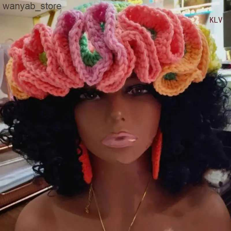 Wide Brim Hats Bucket Hats Sweet Girls Crochet Ruffled Brim Bucket Hat Ladies Fisherman Hat Exaggerated Teens Winter Windproof Hat L240910