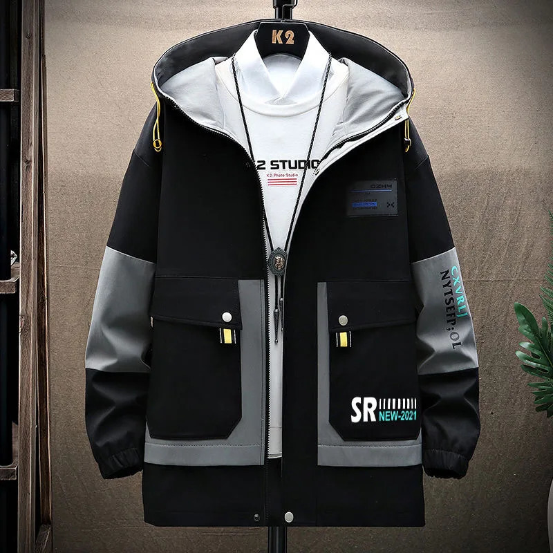 2024 Spring and Autumn Fashion Trend Printed Hooded Coat Mens Casual Relaxed Comfortable Waterproof PlusSize Jacket M4XL 241031