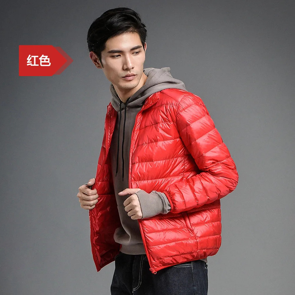 Mens Standup Collar Lightweight Sports Down Jacket Autumn and Winter White Duck Coat Large Size Clothing 241024