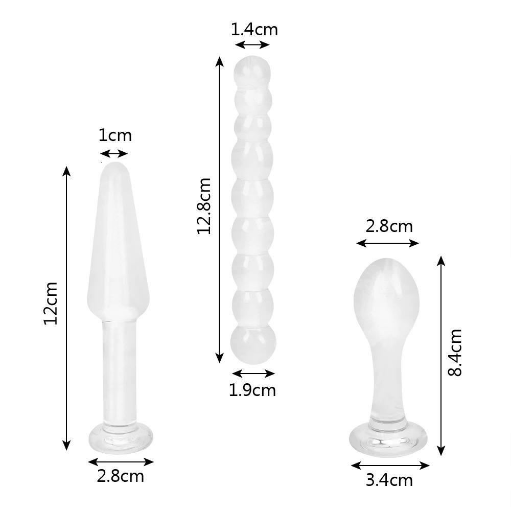 IKOKY 3Pcs Crystal Anal Dildo Beads Glass Butt Plugs Ball Penis Female Masturbate Sex Toys for Adult Women Men Gay 241031