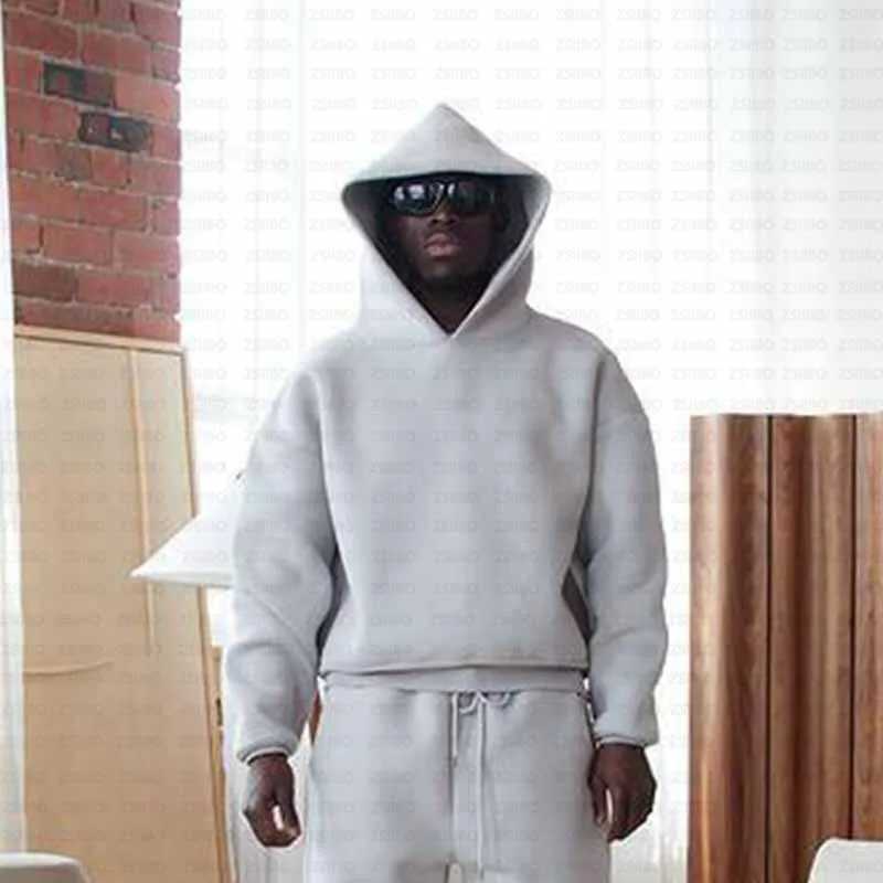 2024 Autumn Daily Casual Solid Color Sweatshirt Set American Strt Style Simple Loose Y2k Harajuku Mens and Womens Hoodies X241031