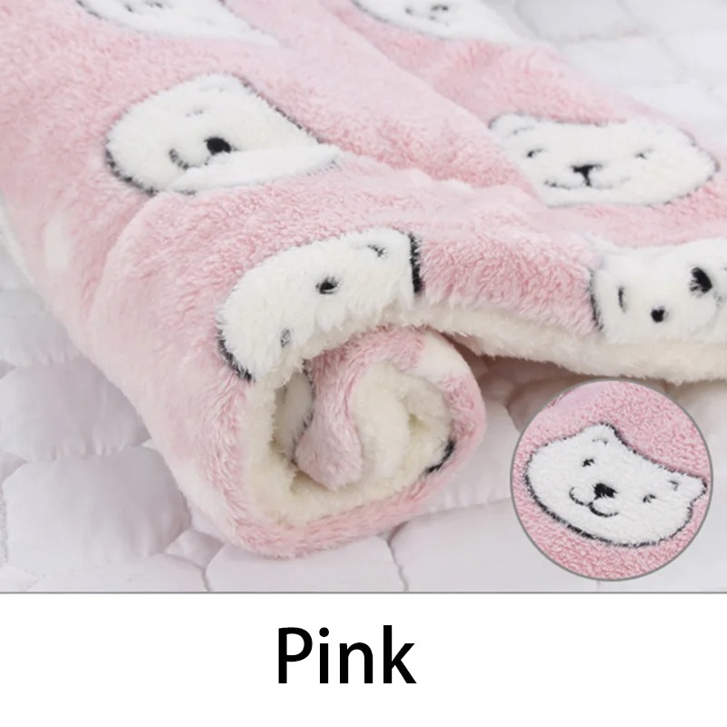 Beds Furniture Pet Dog Sleeping Mat Dog Bed Cat Bed Soft Hair Thickened Blanket Pad Fleece Home Washable Warm Bear Pattern Blanket Pet Supplies