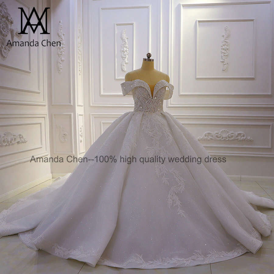 abendkleider 2023 Off Shoulder Lace Appliques Beading Wedding Dress