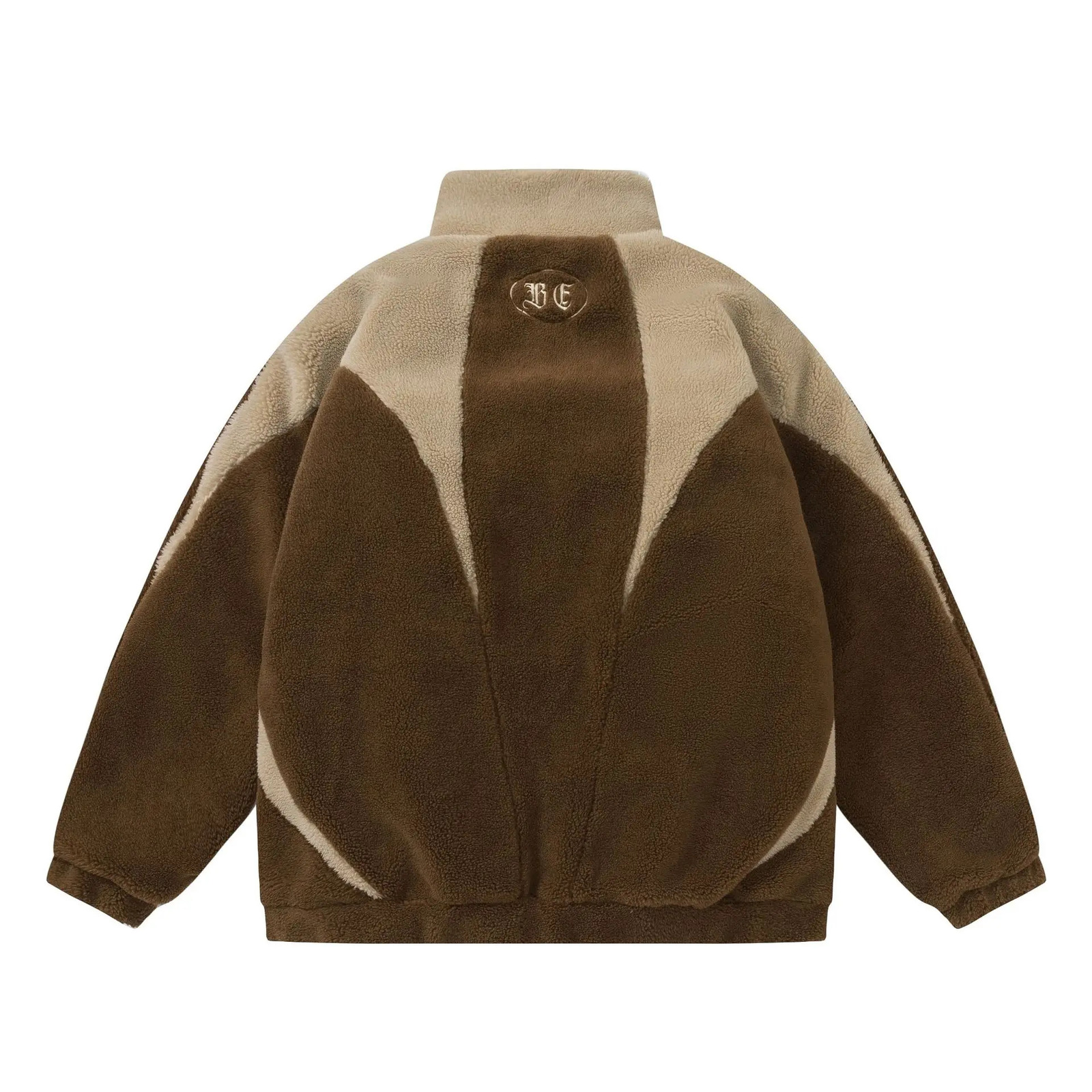 Winter Plush Jacket Parkas Mens Vintage Color Block Fuzzy Fluffy Plush Fleece Lambswool Coats Thicken Warm Padded Jackets 241031