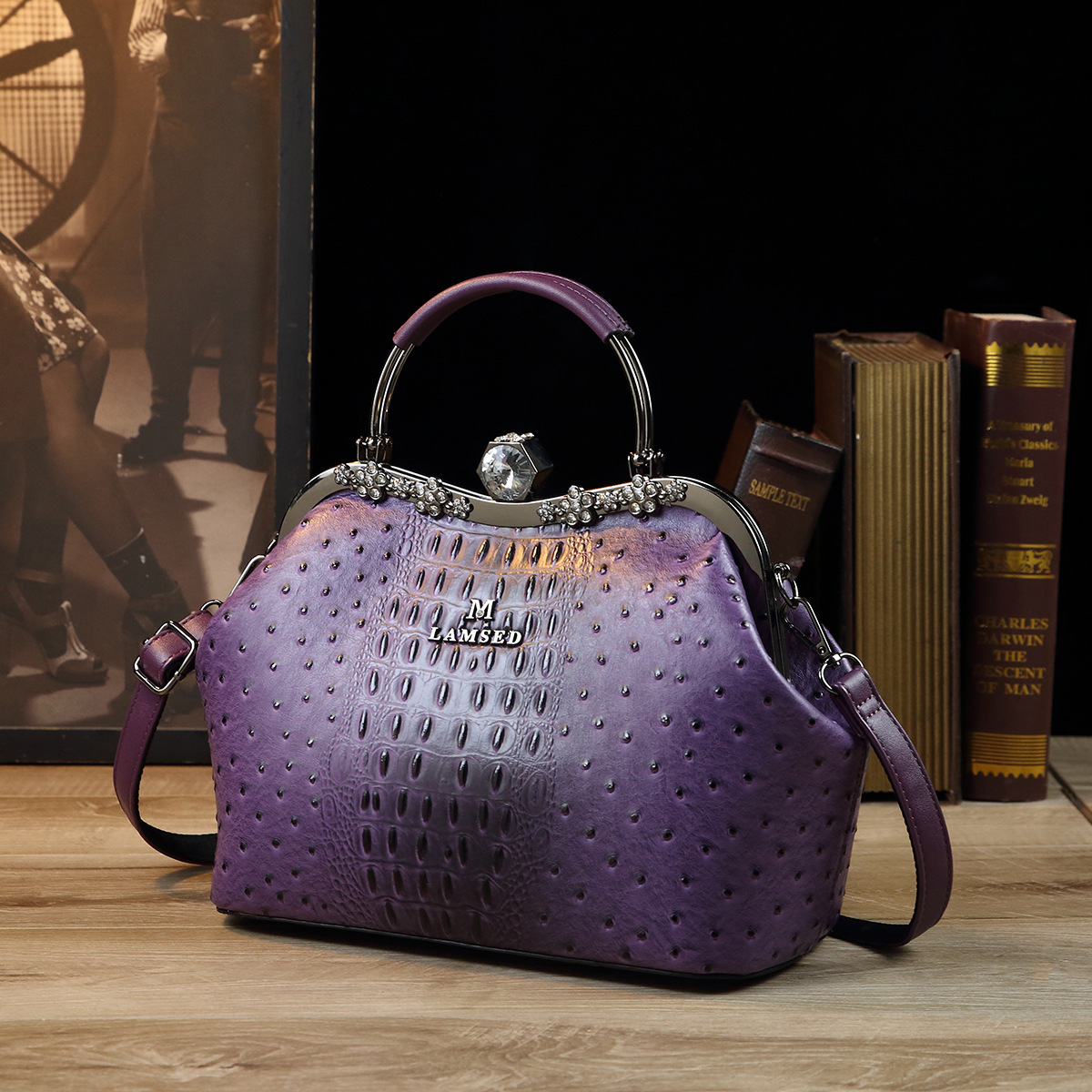 New Fashion Style Lacquer Leather Large Capacity Women's Fashion Crocodile Pattern Banquet Bag