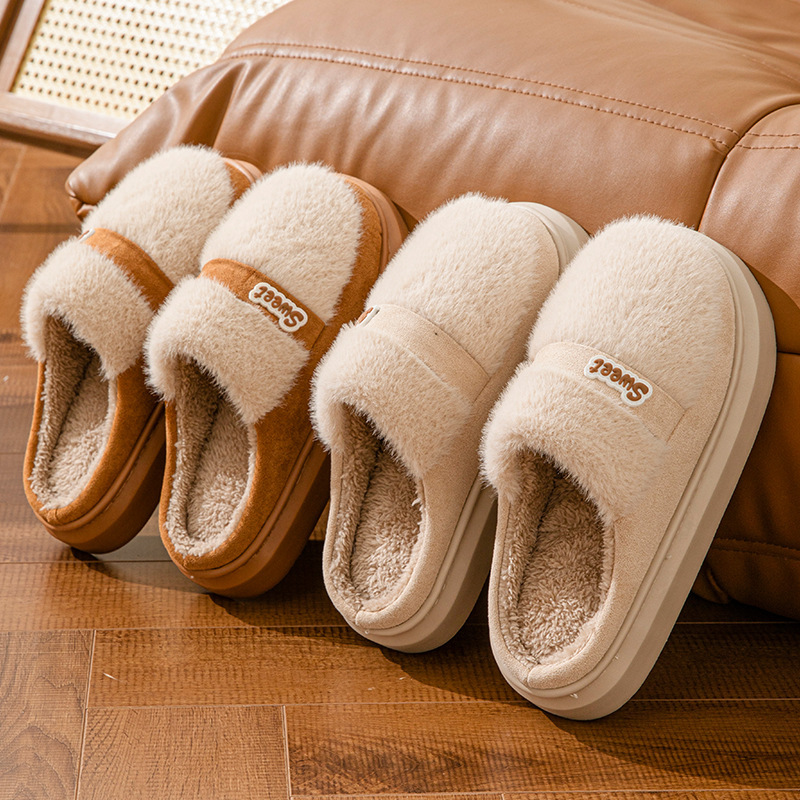 free shipping designer shoes mens flat sandals for women furry fur fluffy winter cotton warm soled thick plush slippers sliders slide