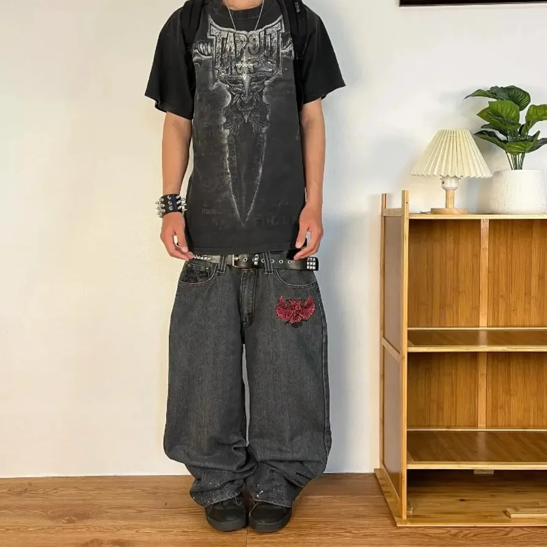 2024 American Diversified Washed Retro Gradient Loose Jeans Y2K Fashion Casual Gothic High Waist Pants For Men And Women 241024