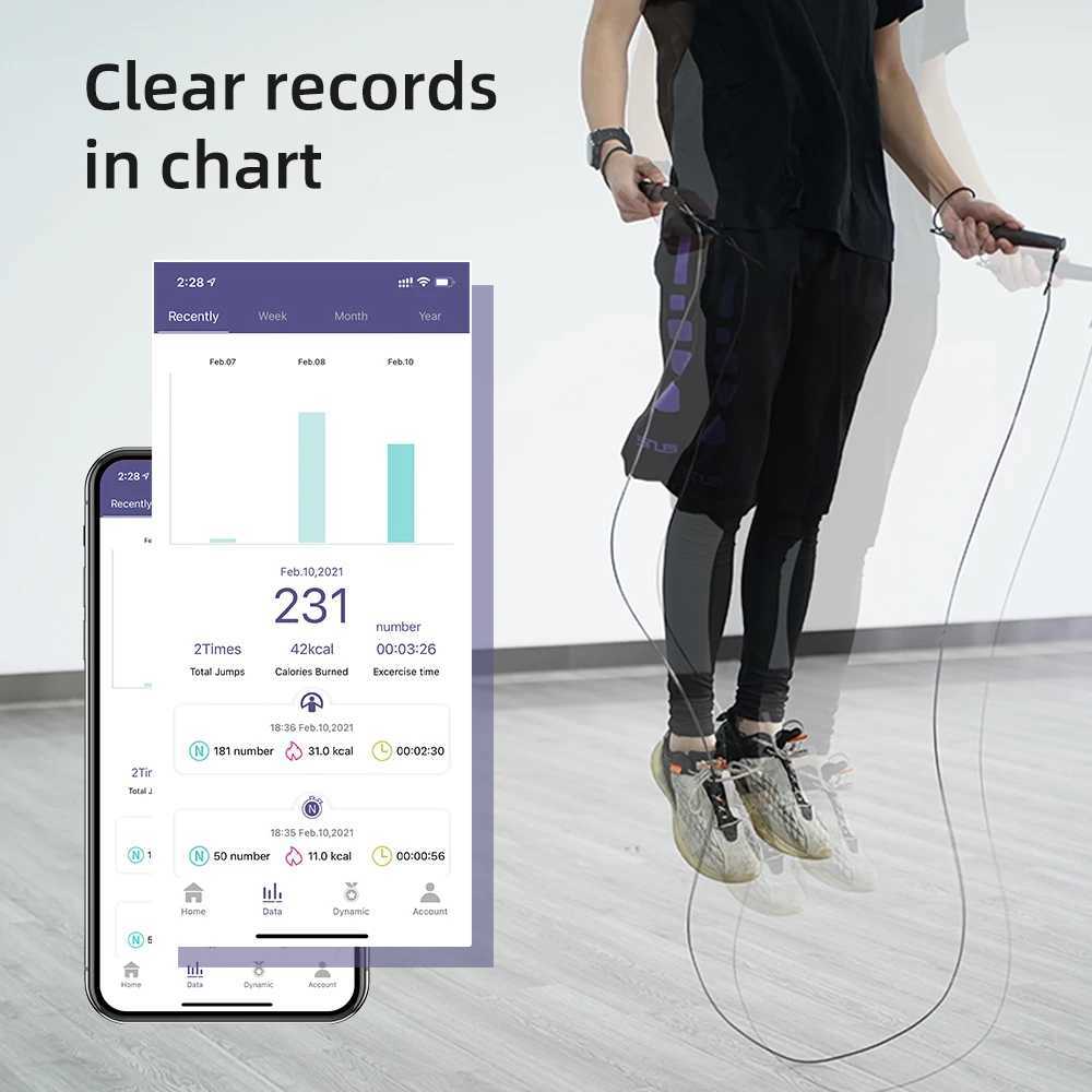 Smart skipping rope for Fitn female adult and child skipping rope with counter application data analysisW241101