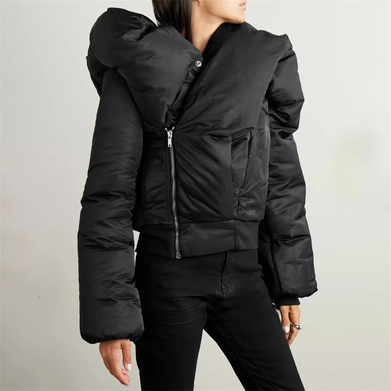 Womens winter jacket outerwears Asymmetric slim fit pilot Couple style Warm thick coat y2k cottonpadded 241031