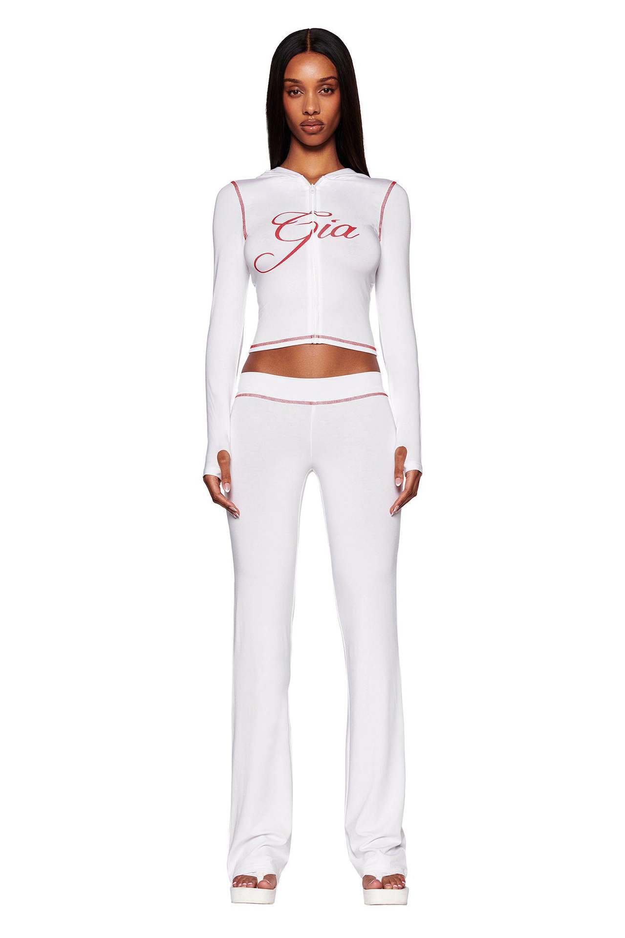I am gia Womens Tracksuit Piece Set Designer Sports Suit For Women Flared Pants Zip-up Y2K Long Sleeve High Quality Spring Top Low Waist Micro Social