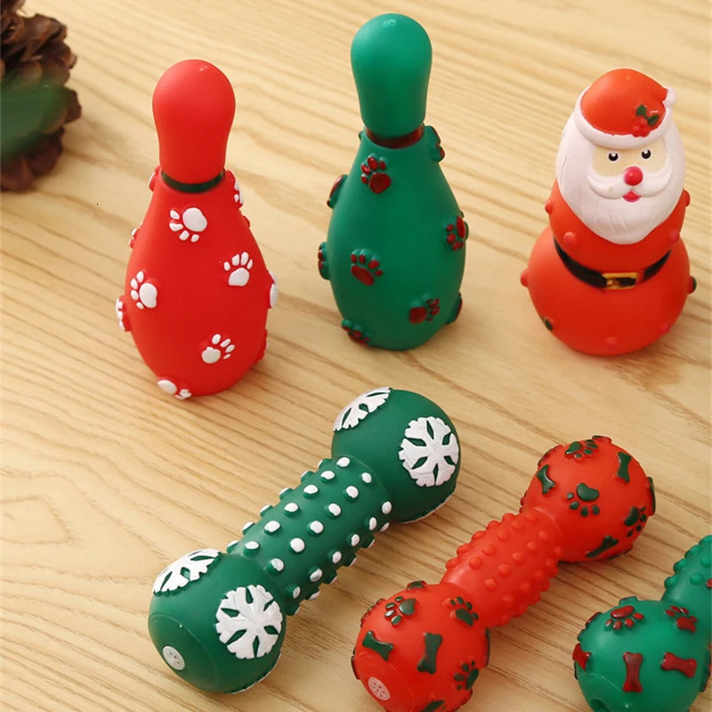 5PCS Christmas Dog Toys Very Suitable For Grinding Teeth Vinyl Sound Toy Comfortable Rubber Pet Supplies Durable 241028