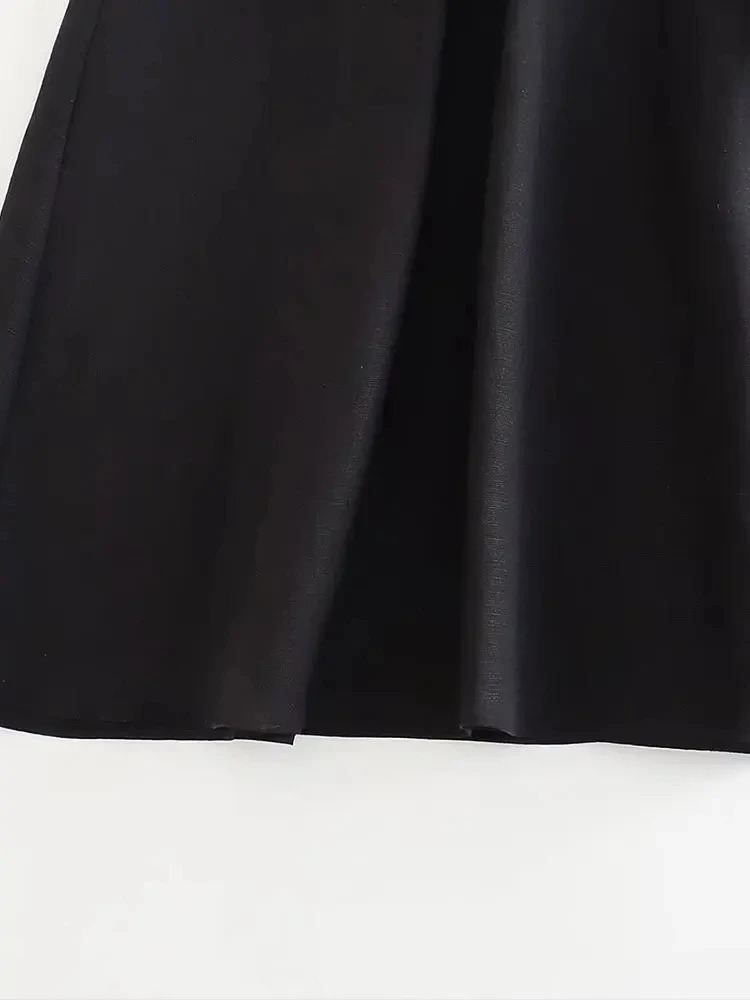Nlzgmsj TRAF Summer Women Dress Chic Slim Vneck Waist Hollow A Holiday Elegant Street Clothing 240325