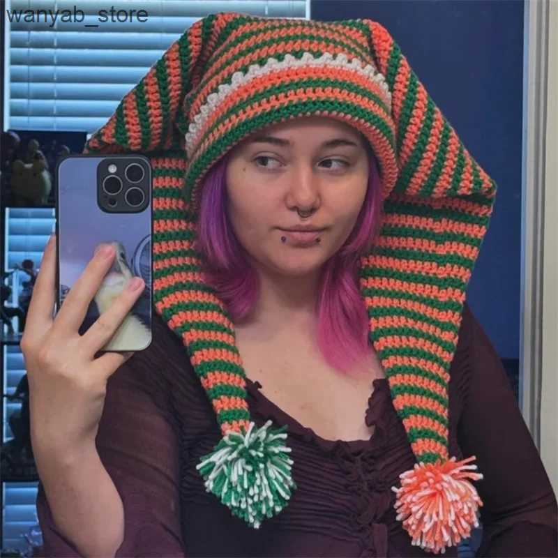 Wide Brim Hats Bucket Hats Handmade Striped Clown Hat Oversized Hats Headdress Photo Props Adult Children Crocheted Hat Handmade Clown Hat New Year Wi