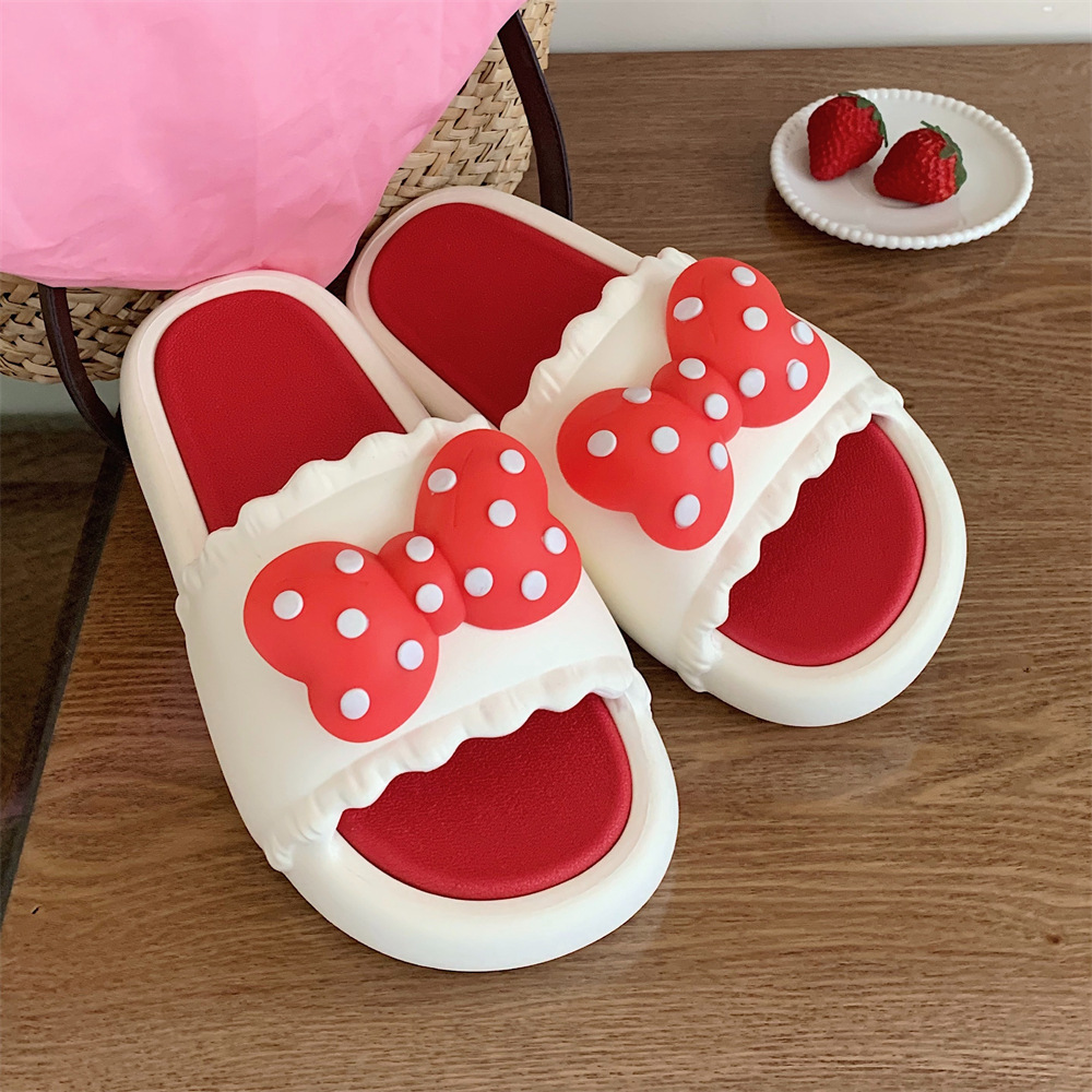 2024 Soft soled home summer slippers Girls heart Polka dot bow with indoor street sandals Girls slippers